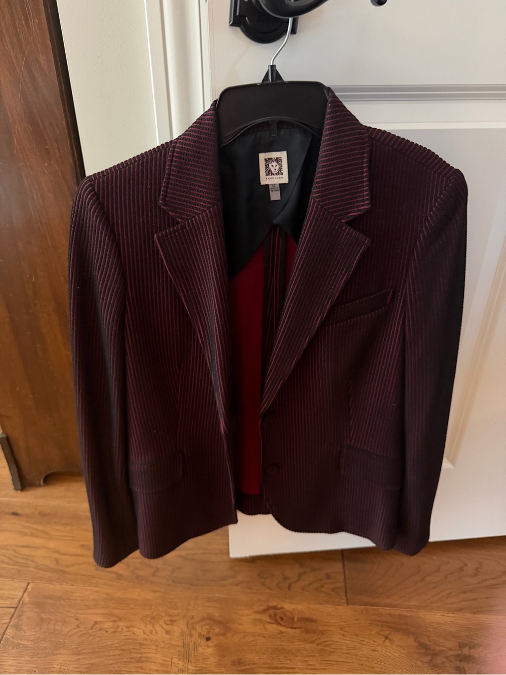 Anne Klein Burgundy Corduroy Blazer